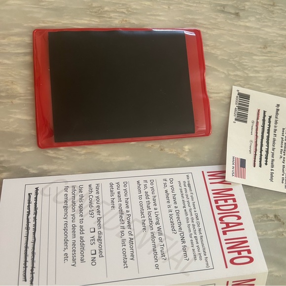 2 Pack. My Medical Info.Refrigerator Magnet. Information Card in Plastic Pouch - Picture 5 of 10